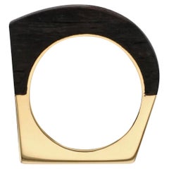 18K Yellow Gold Hand Carved Ebony Curve Ring by Fern Freeman
