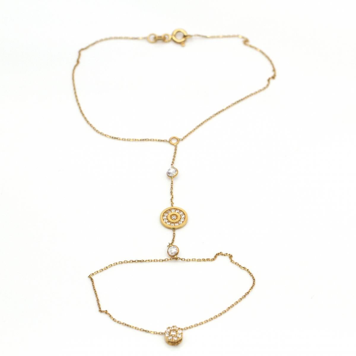 18K Yellow Gold Hand Chain Bracelet - Gold Bracelet for Women For Sale 3