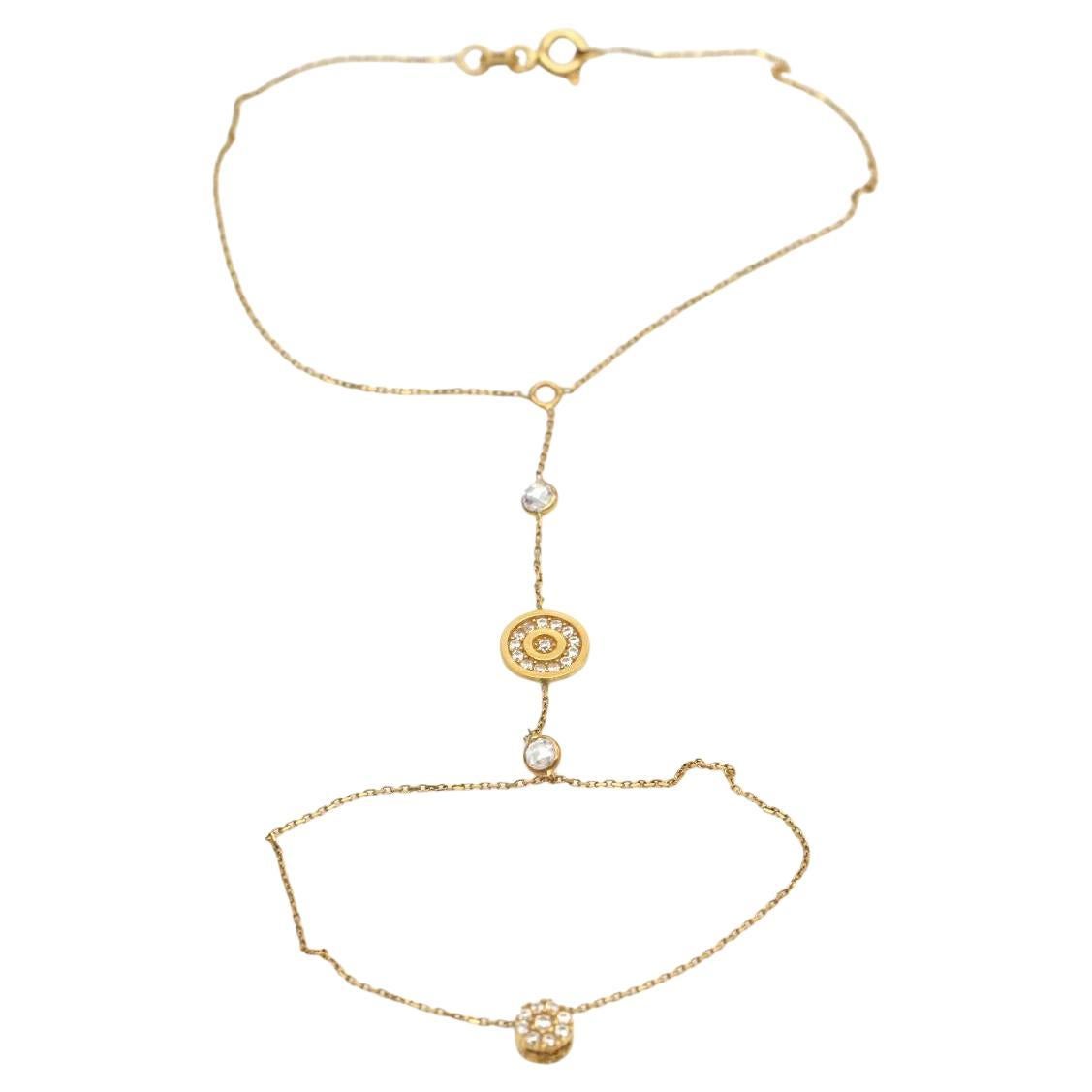 18 Karat Gelbgold Handkette-Armband - Goldarmband für Damen