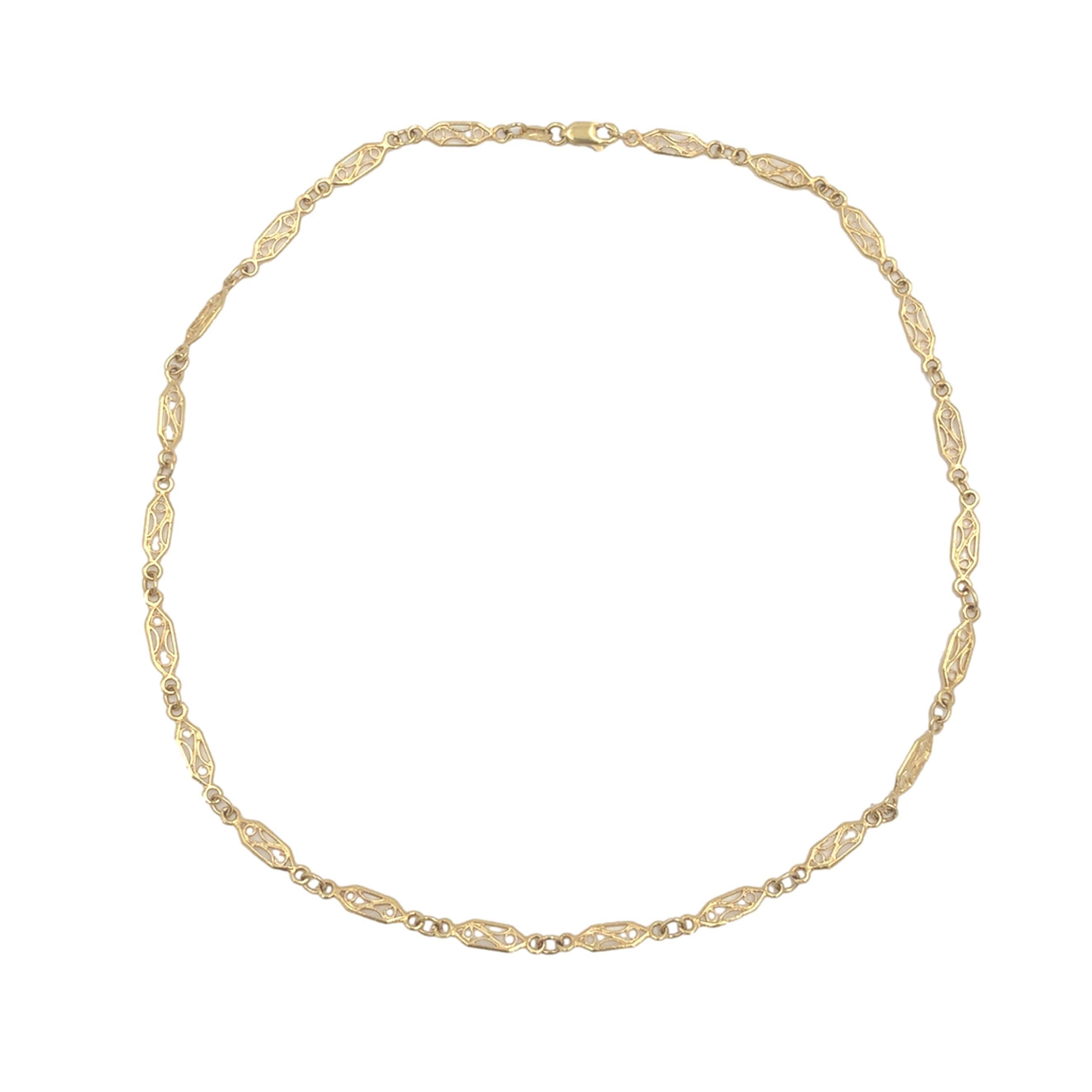 Catena o collana in filigrana in oro giallo 18 carati realizzata a mano, lunga 17,5