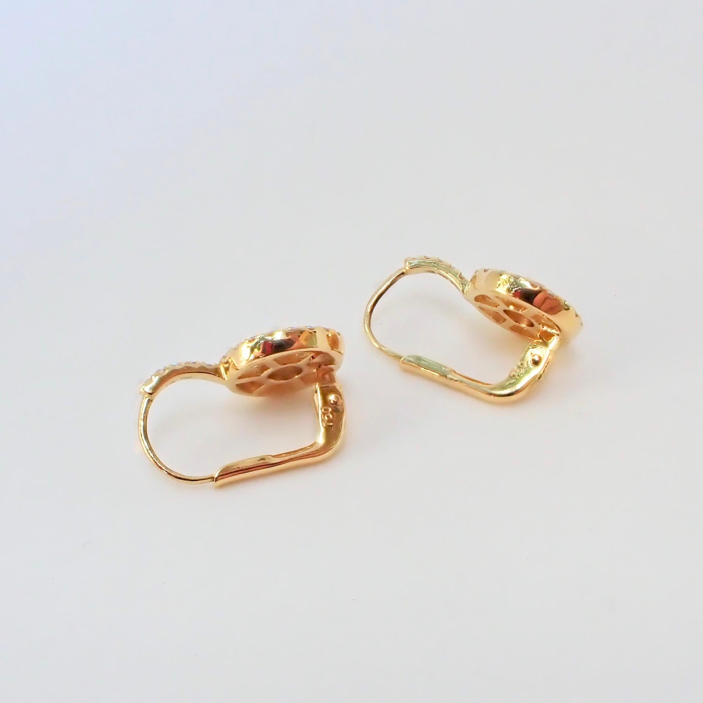 Boucles d'oreilles pendantes en or jaune 18 carats avec diamants de 1,21 carat Pour femmes en vente