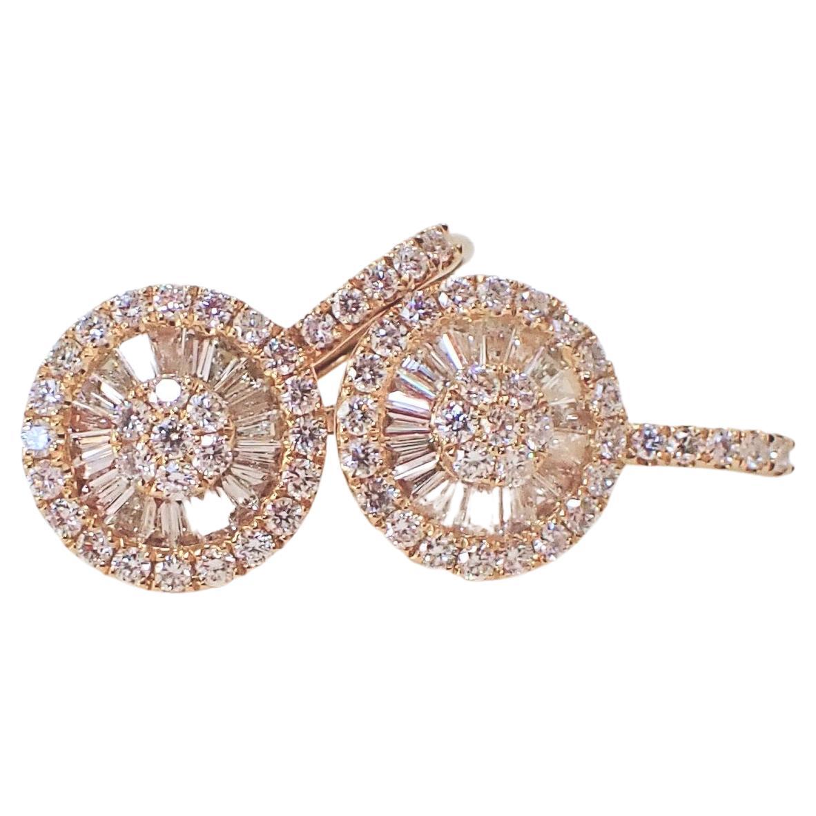 Boucles d'oreilles pendantes en or jaune 18 carats avec diamants de 1,21 carat en vente