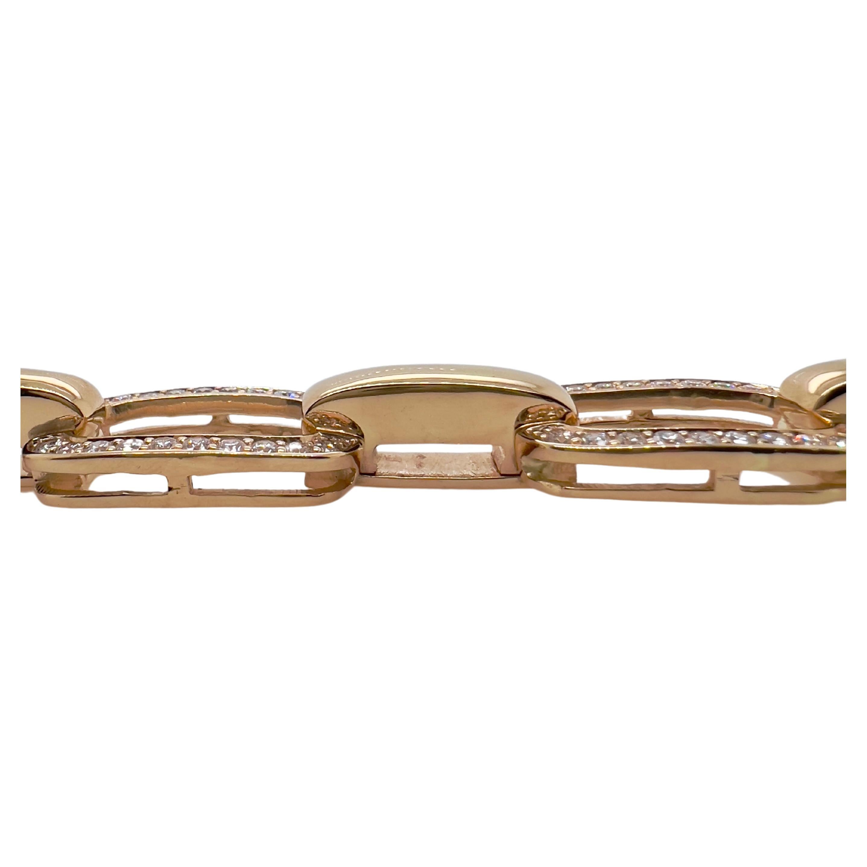 Contemporain Bracelet tennis à maillons en or jaune 18 carats et diamants en vente