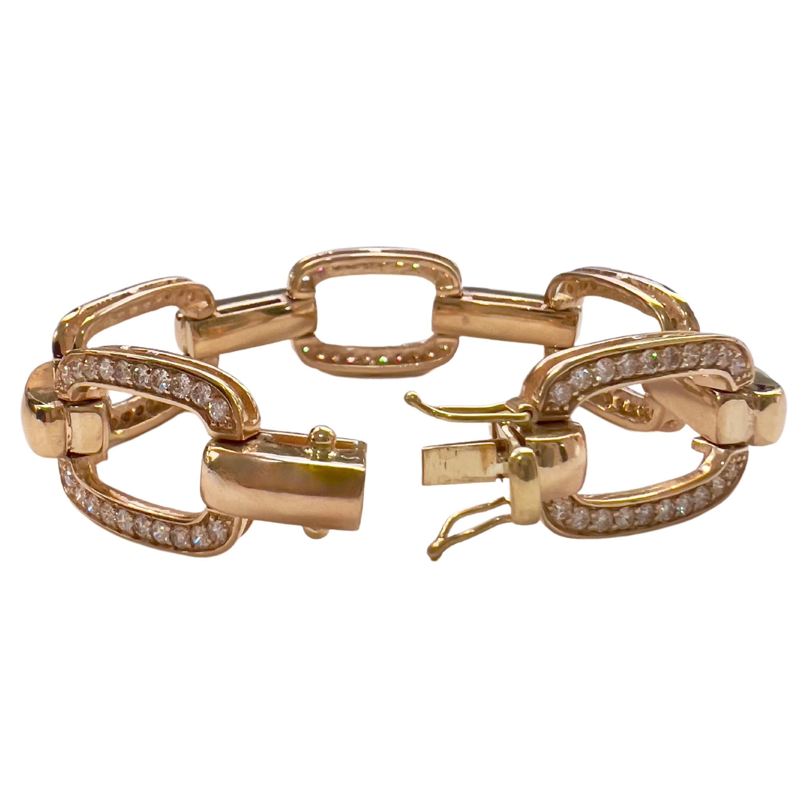 Bracelet tennis à maillons en or jaune 18 carats et diamants Neuf - En vente à Carrollton, TX