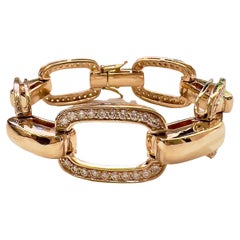 Bracelet tennis à maillons en or jaune 18 carats et diamants
