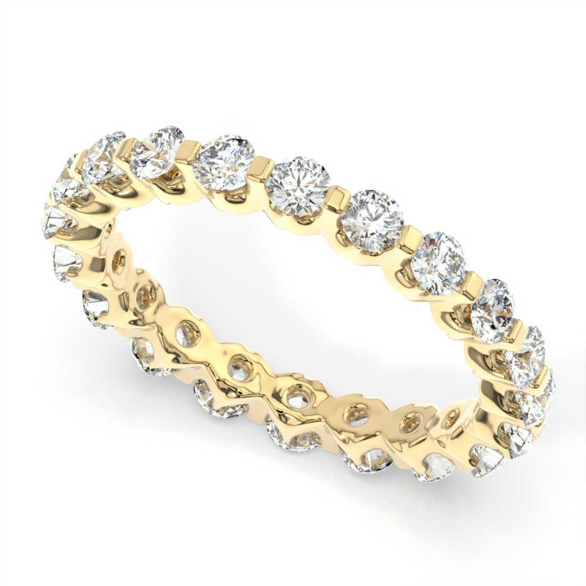 Round Cut 18K Yellow Gold Harlow Eternity Diamond Ring '1 1/2 Ct. tw' For Sale