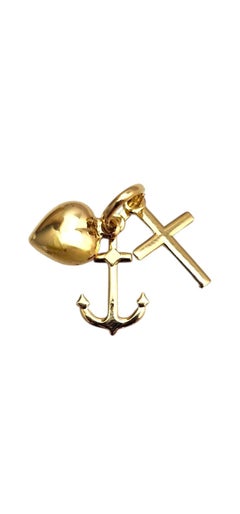 18K Yellow Gold Heart, Anchor, Cross "Faith Love Hope" Charm #25327