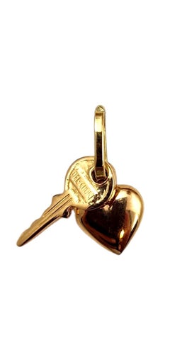 18K Yellow Gold Heart and Key Charm #24373