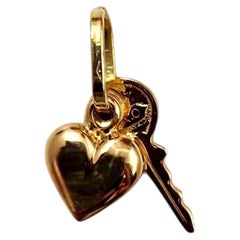 18K Yellow Gold Heart and Key Charm #24373