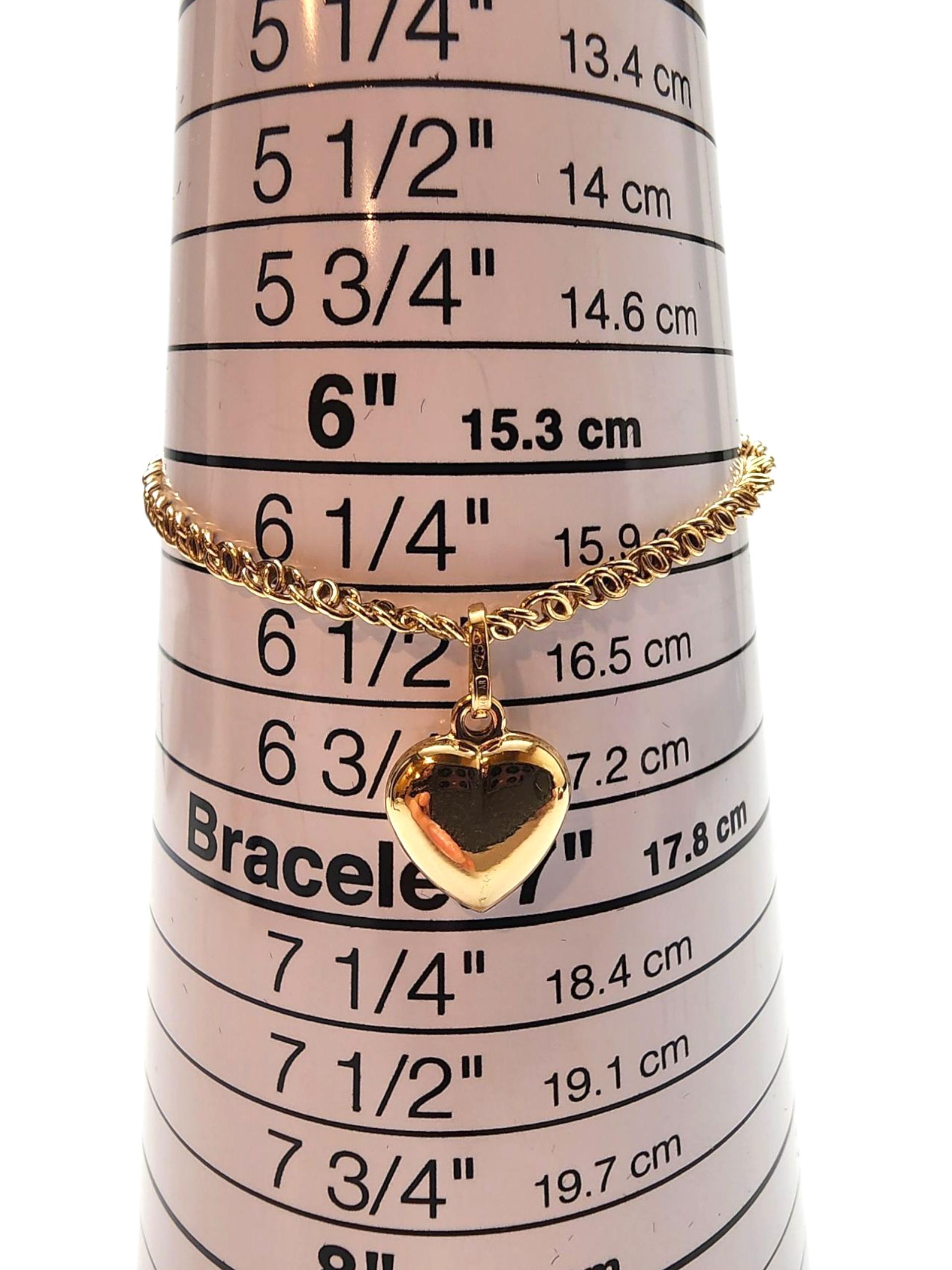 18K Yellow Gold Heart Bracelet #22805 For Sale 2