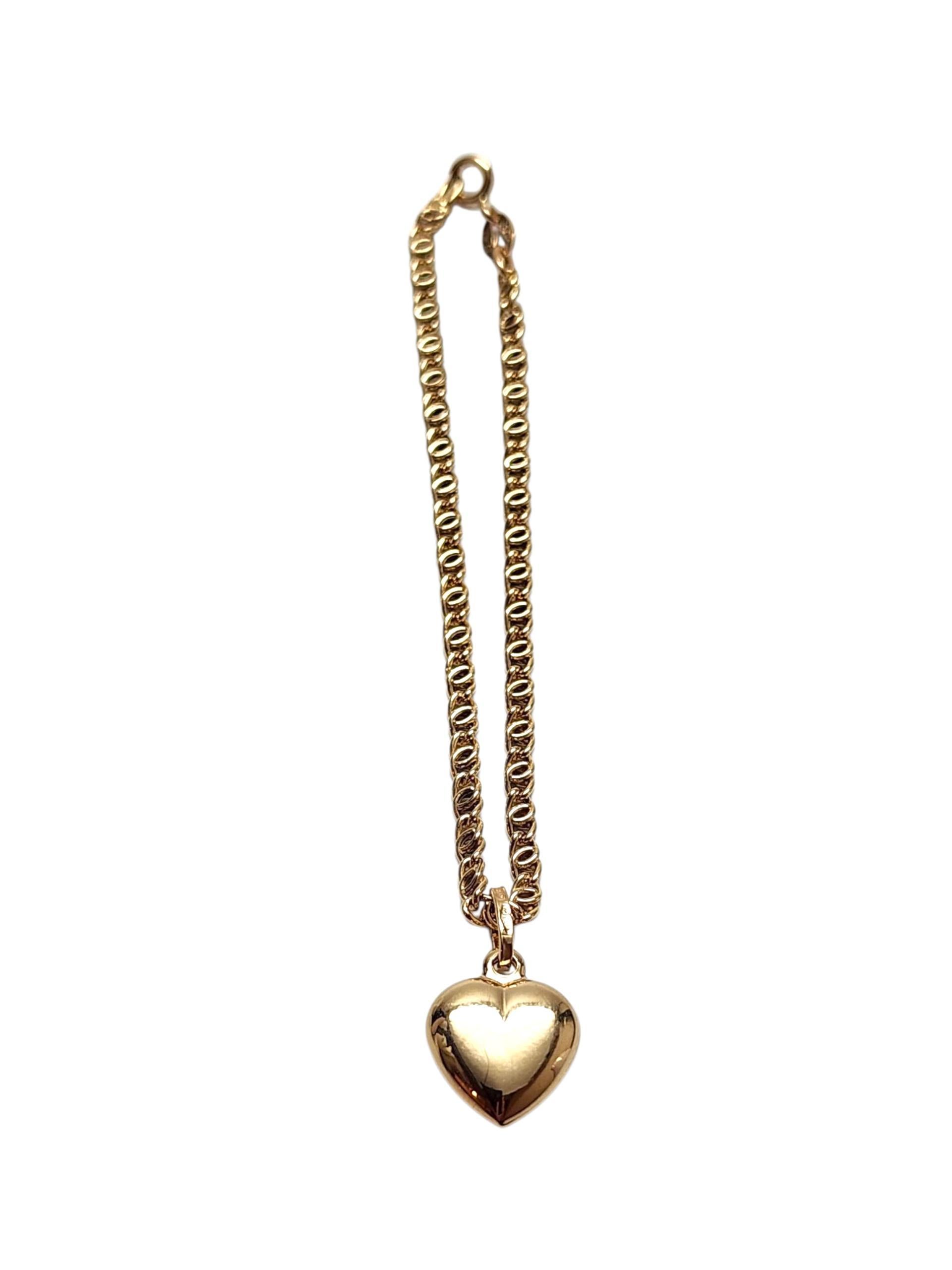 18K Yellow Gold Heart Bracelet #22806 In Good Condition For Sale In Washington Depot, CT