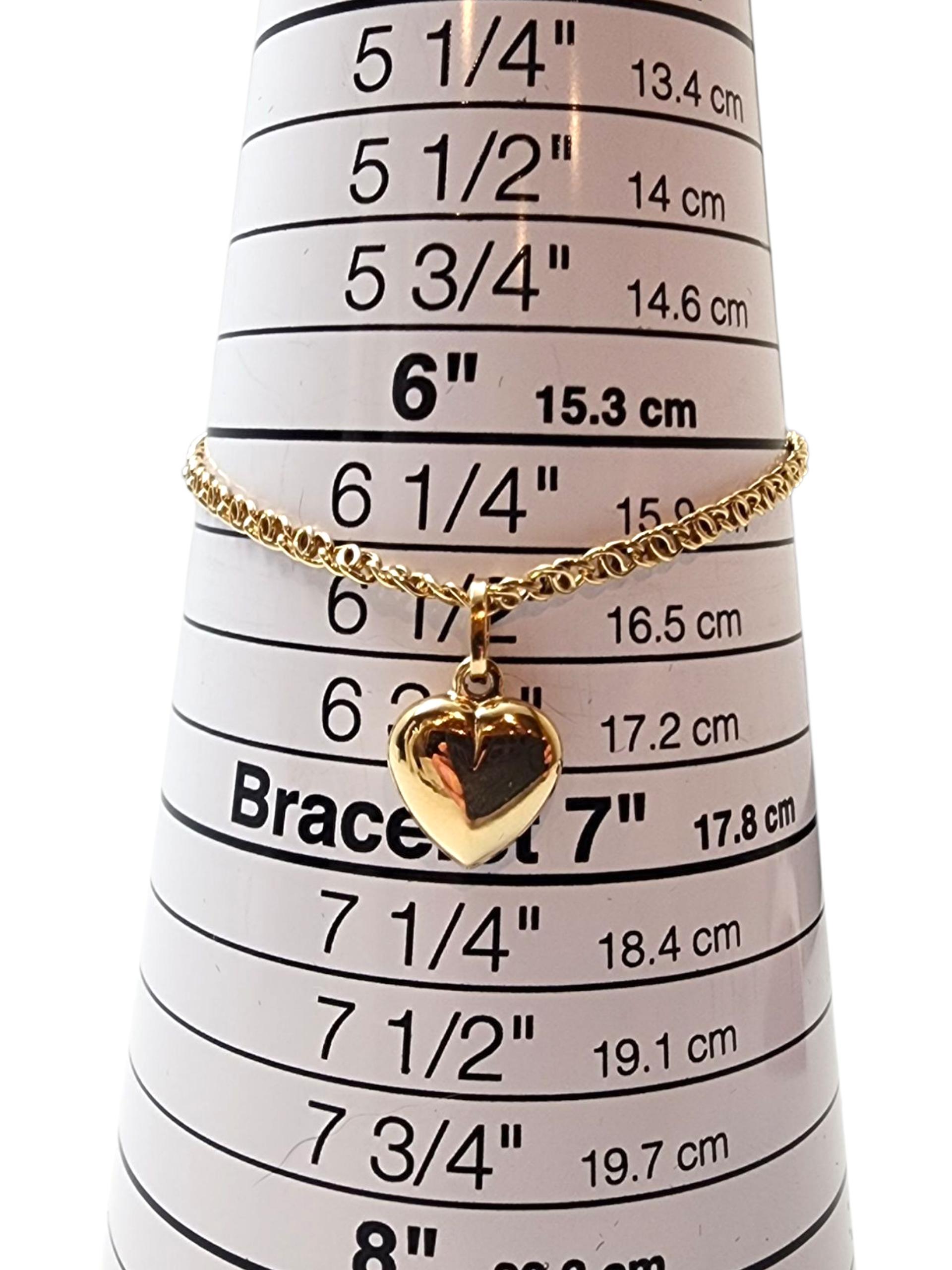 18K Yellow Gold Heart Bracelet #22806 For Sale 2