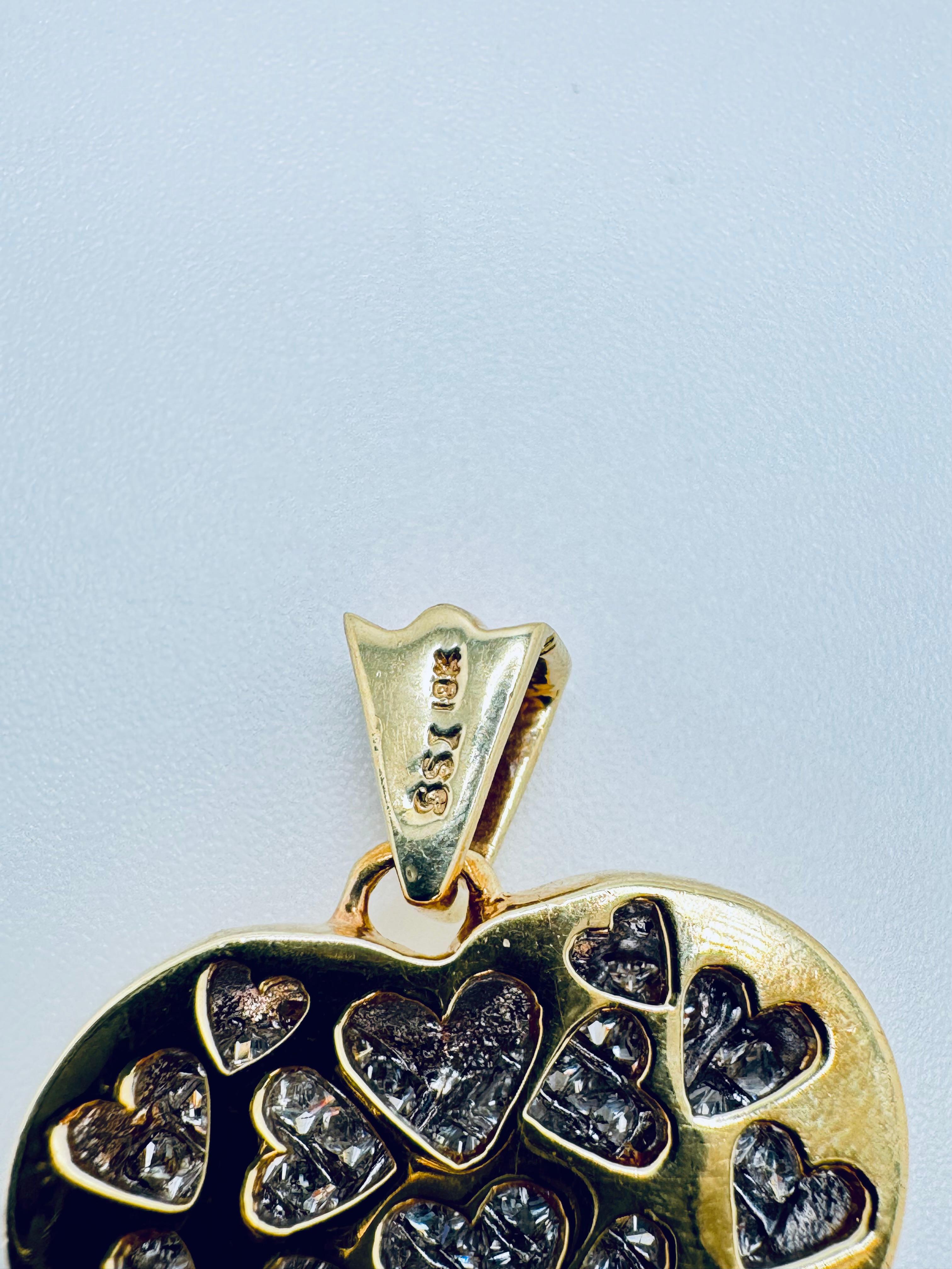 Ciondolo con diamante a forma di cuore in oro giallo 18K 3,25 CTW in vendita 3