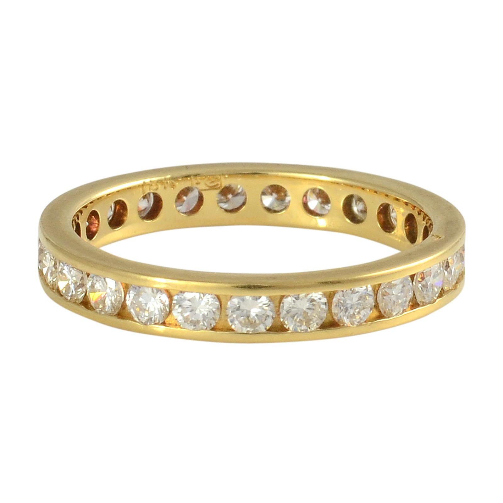 18 Karat Gelbgold Herz-Diamant-Hochzeitsring Damen im Angebot