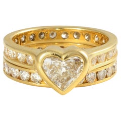 18 Karat Gelbgold Herz-Diamant-Hochzeitsring