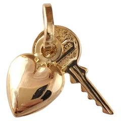 18K Yellow Gold Heart & Key Charm #16880