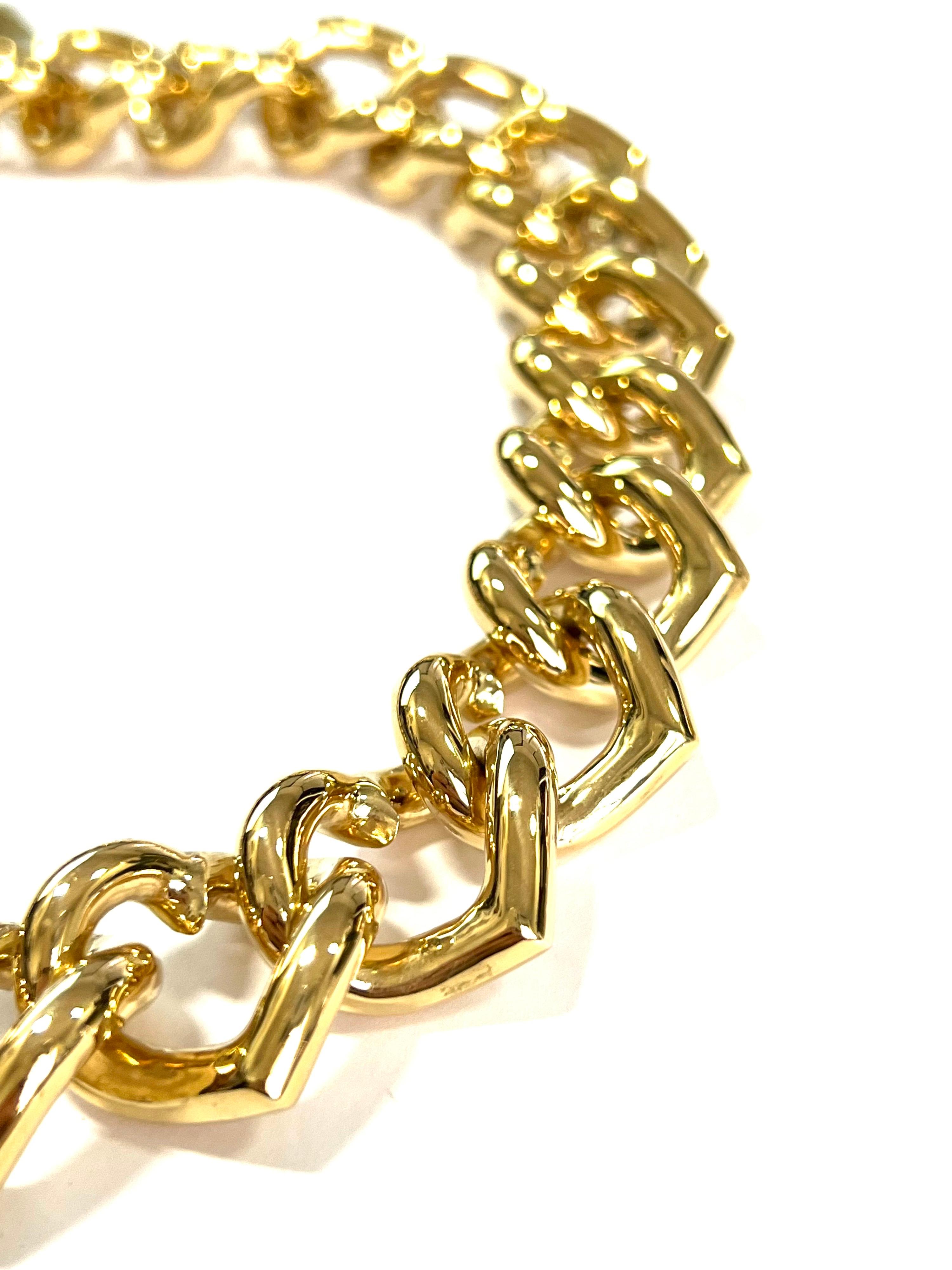 Romantic 18k Yellow Gold Heart Groumette Necklace For Sale