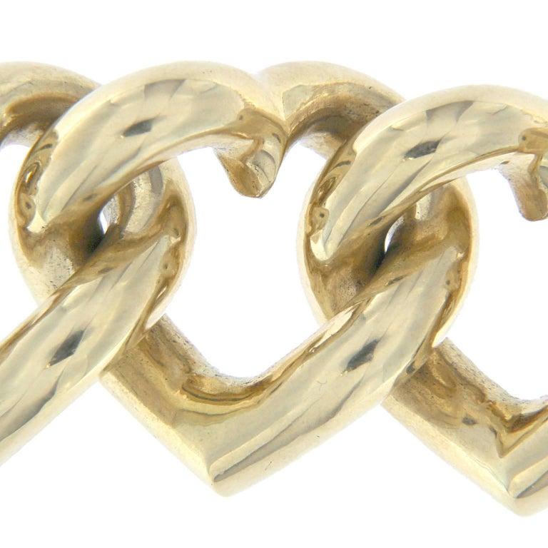 18k Yellow Gold Heart Groumette Necklace For Sale 4