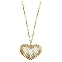 Collier en or jaune 18K avec cœur et nid d'abeille