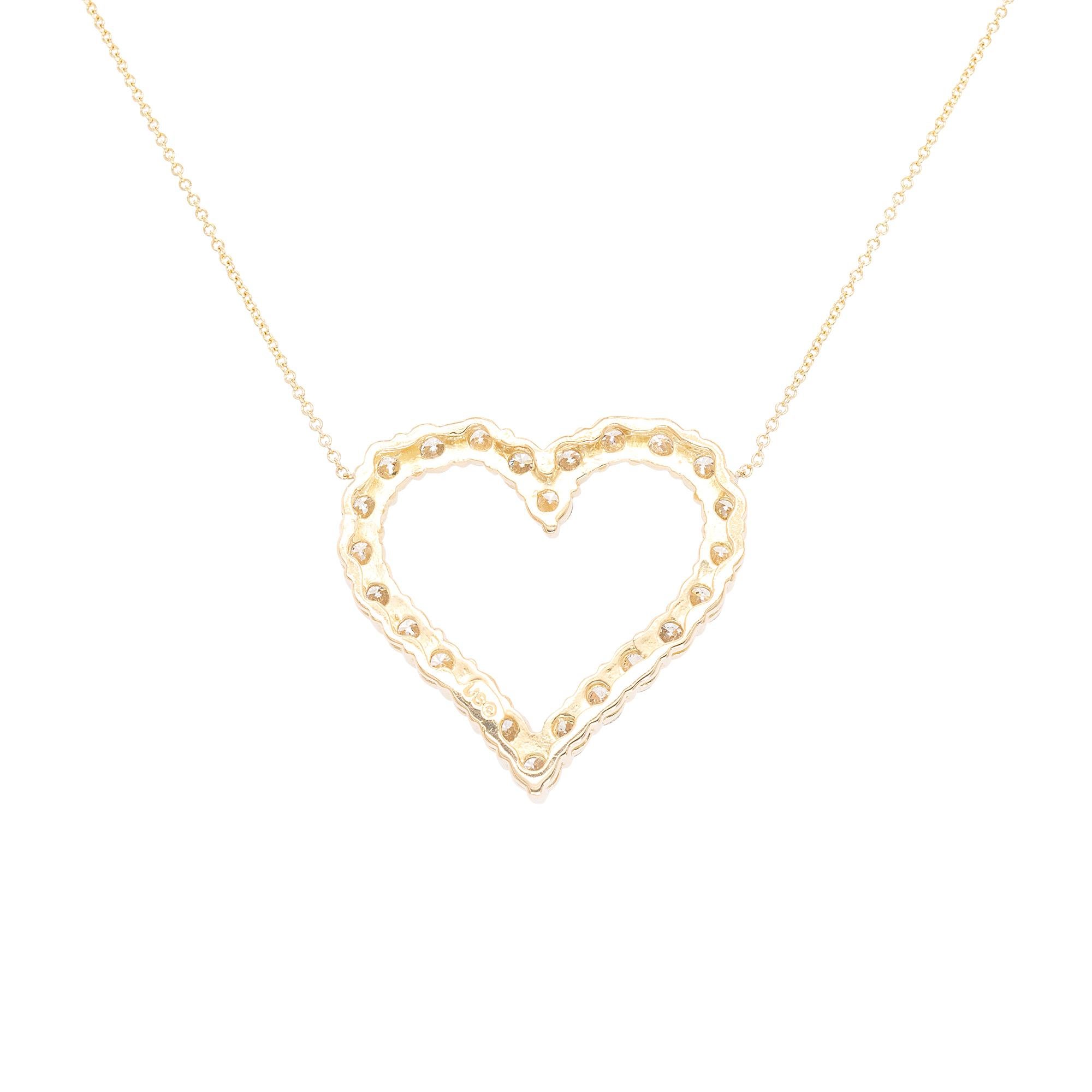 Brilliant Cut 18k Yellow Gold 3.55ct Heart Pendant Of Round Brilliant Natural Diamonds For Sale