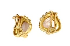 18k Yellow Gold Heart Shaped Mabe Pearl and Tourmaline Earring