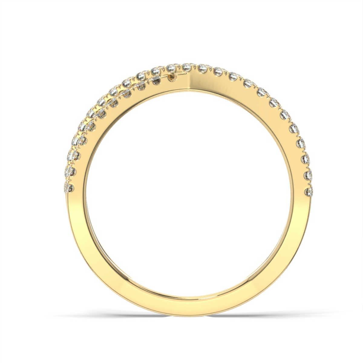 Two petite bands of micro prong set diamonds to wrap interweave each other in this contemporary ring.

Product details: 

Center Gemstone Color: WHITE
Side Gemstone Type: NATURAL DIAMOND
Side Gemstone Shape: ROUND
Metal: 18K Yellow Gold
Metal