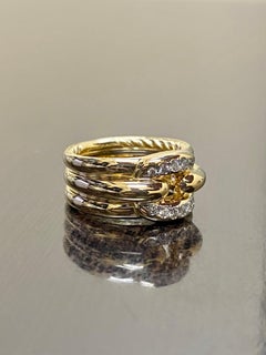 Bague en or jaune 18K avec diamants David Yurman Stax Chain Link