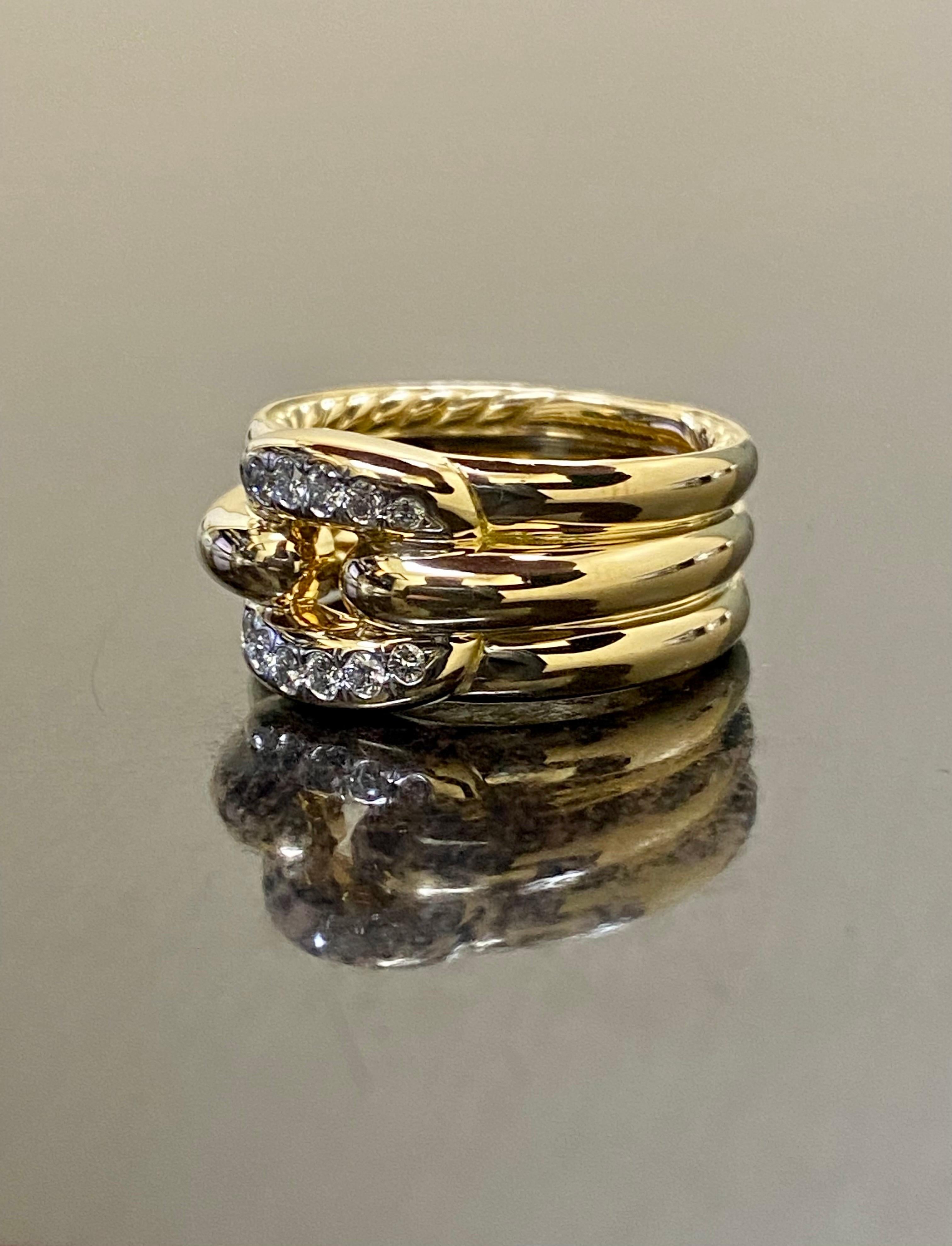 18 Karat Gelbgold Schwerer breiter David Yurman Stax Kette Glieder-Diamantring (Moderne) im Angebot