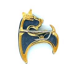 18k Yellow Gold Hematite Dog Pin