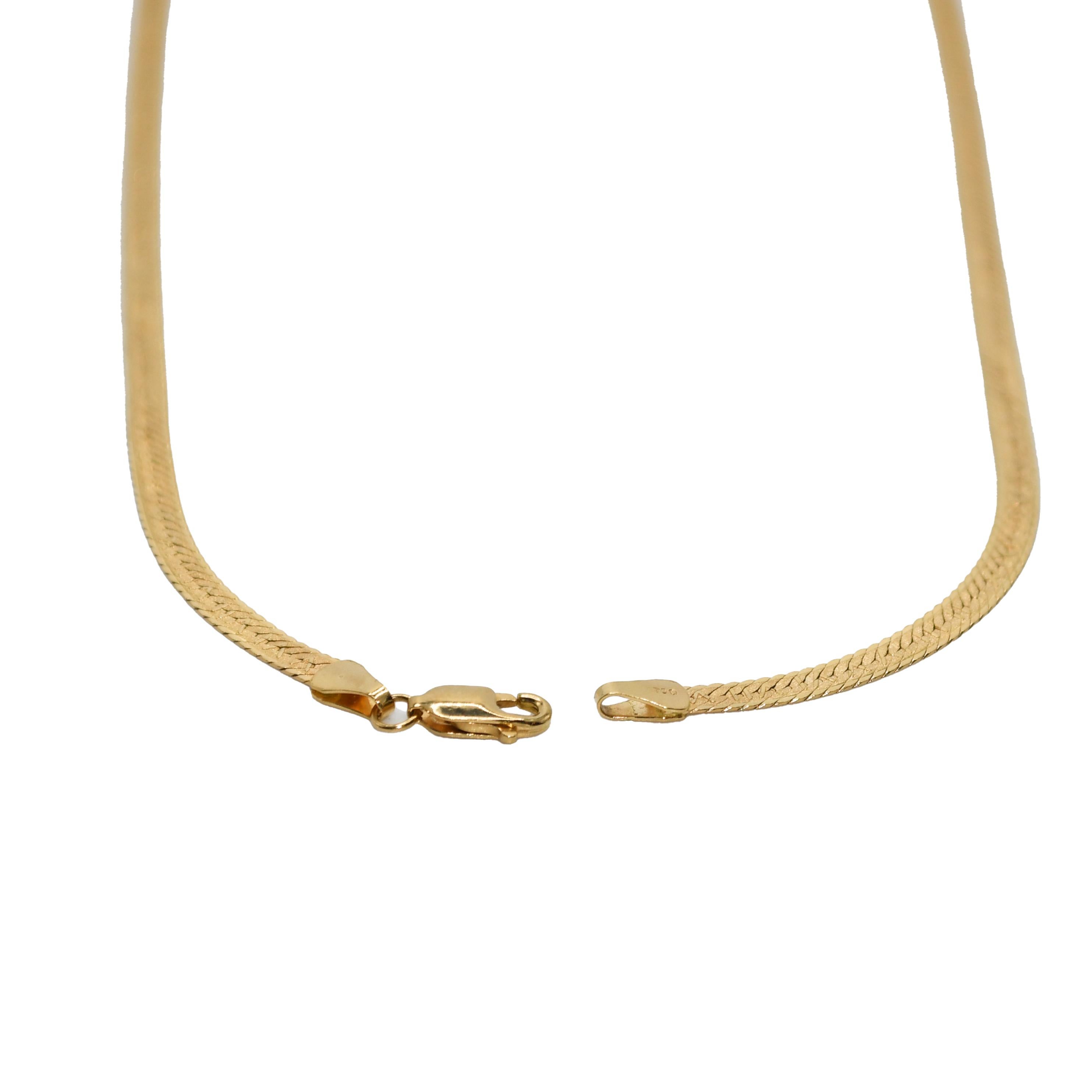 Women's or Men's 18K Yellow Gold Herringbone Chain