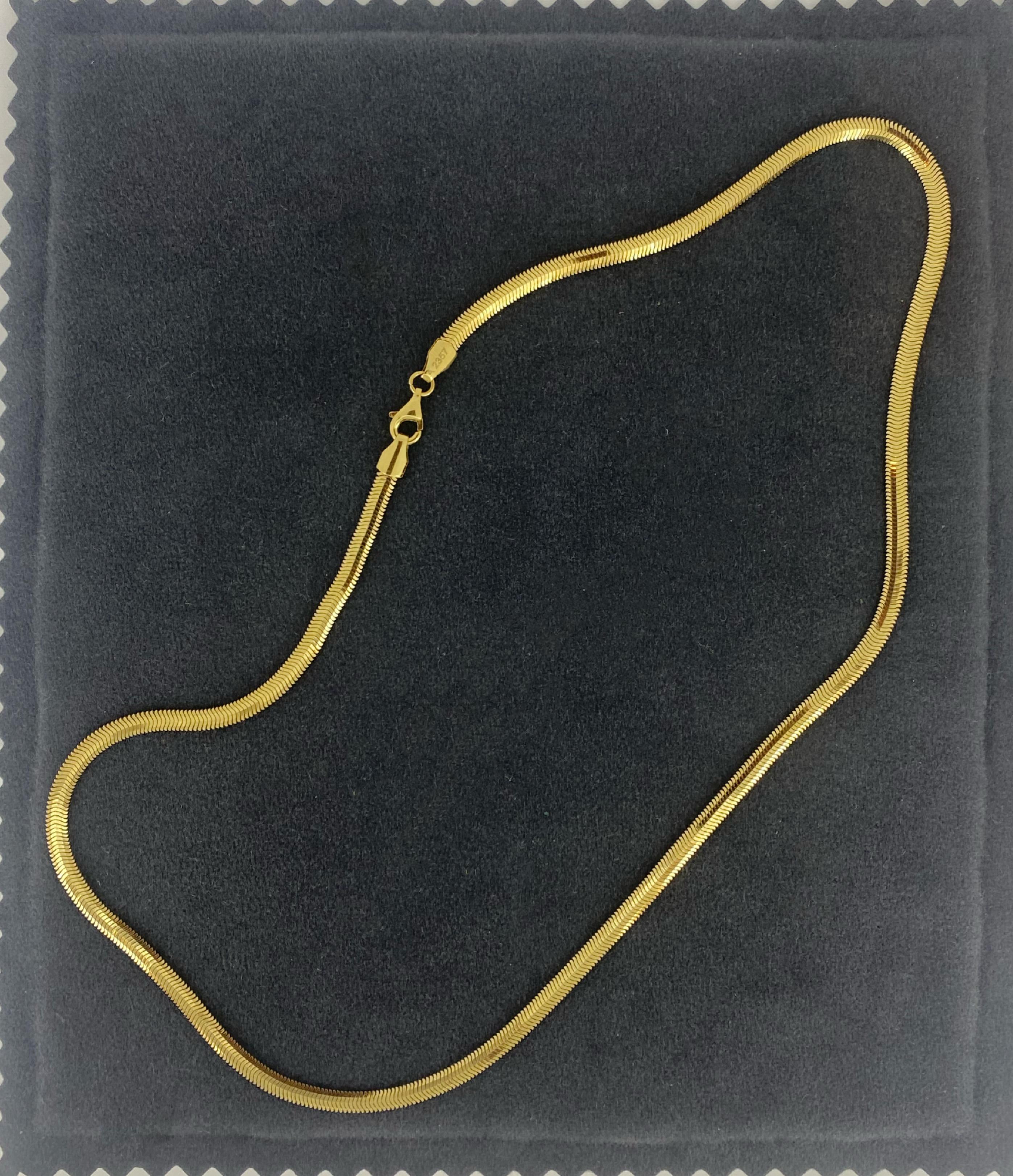 Women's or Men's 18K Yellow Gold Herringbone / Snake Link Italian Choker Necklace
