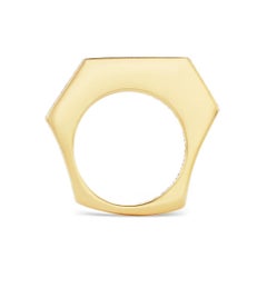 18K Yellow Gold Hexagon Ring with Pavé Diamonds by Fern Freeman