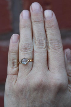 18k Yellow gold Hexagonal Montana Sapphire Ring