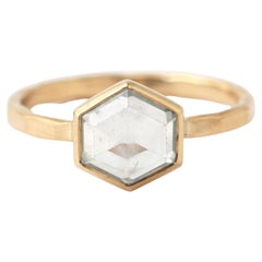18k Yellow gold Hexagonal Montana Sapphire Ring