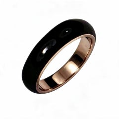 18K Yellow Gold Hidalgo Black Enamel Authentic Estate Wedding Band Ring