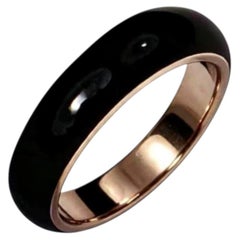 18K Yellow Gold Hidalgo Black Enamel Authentic Estate Wedding Band Ring