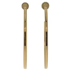 18K Yellow Gold High-Polish and Stippled Style Hollow Hoop Earrings