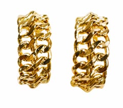 18k Yellow Gold High Polish Italian Milor Fancy Link Post Earrings