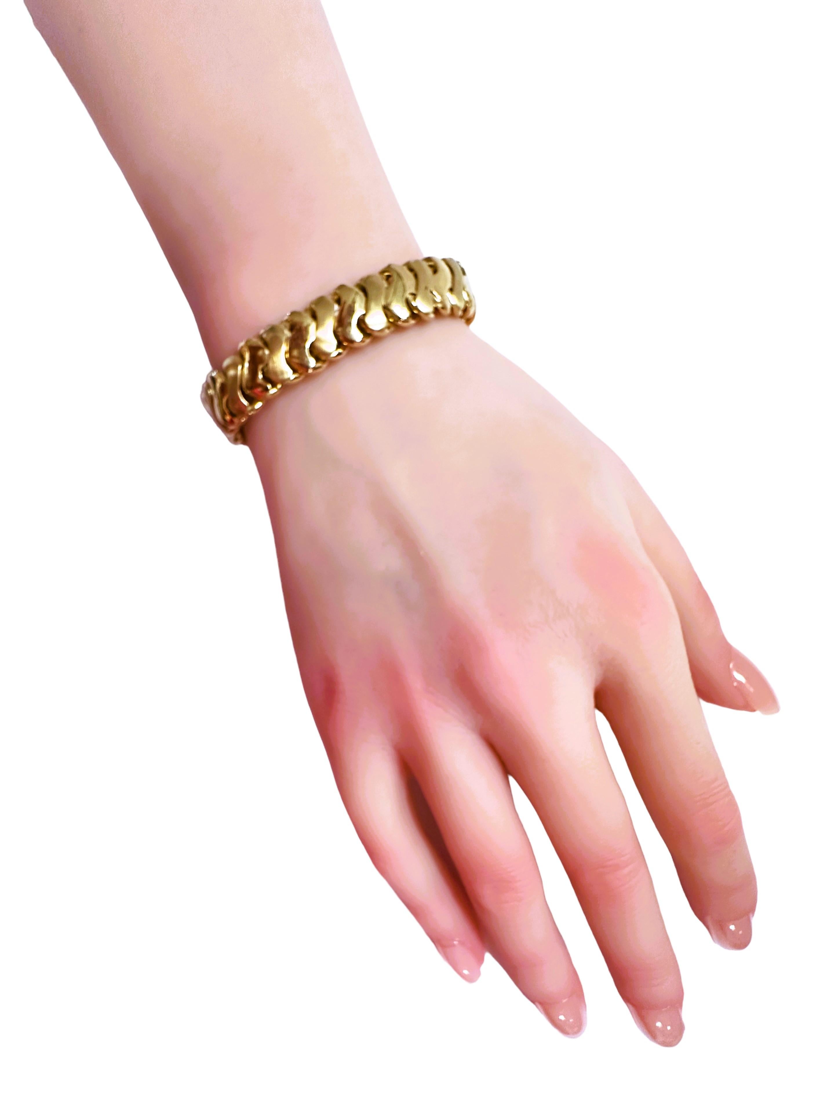 18k Yellow Gold High Polish Two-Sided Italian Bracelet 7.5 Inches 38.78 Grams 2