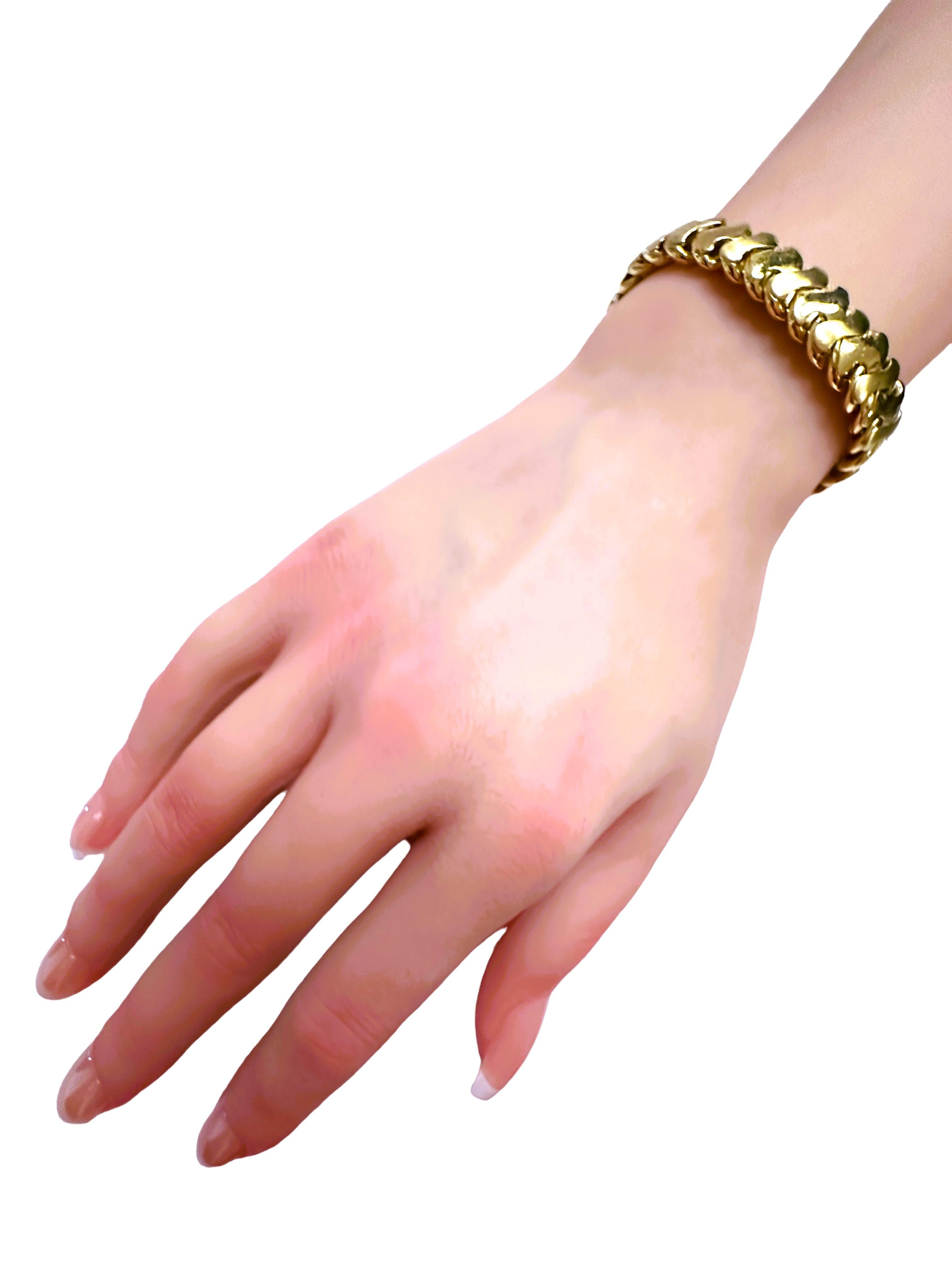 18k Yellow Gold High Polish Two-Sided Italian Bracelet 7.5 Inches 38.78 Grams 3