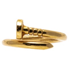 18k Yellow Gold High Polished Nail Motif Bypass Ring