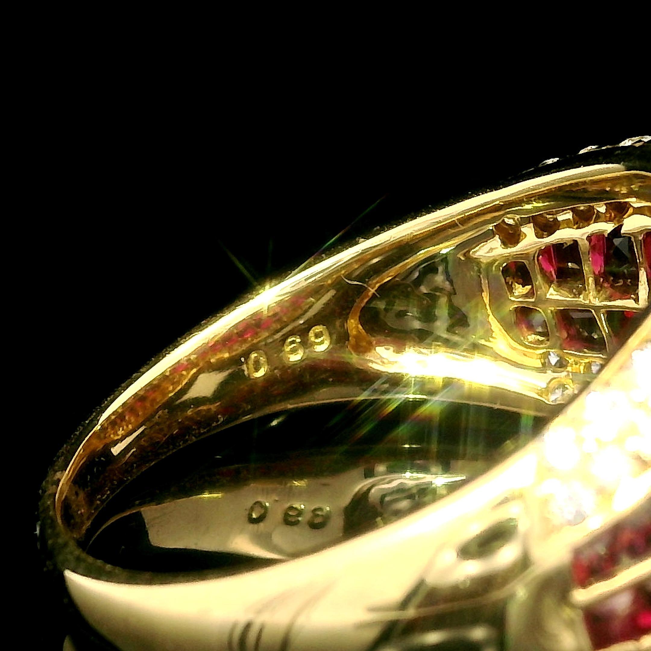 18k Yellow Gold High Quality 2.87ctw Ruby & Diamond Cocktail Wide Band Ring In Excellent Condition For Sale In Montclair, NJ