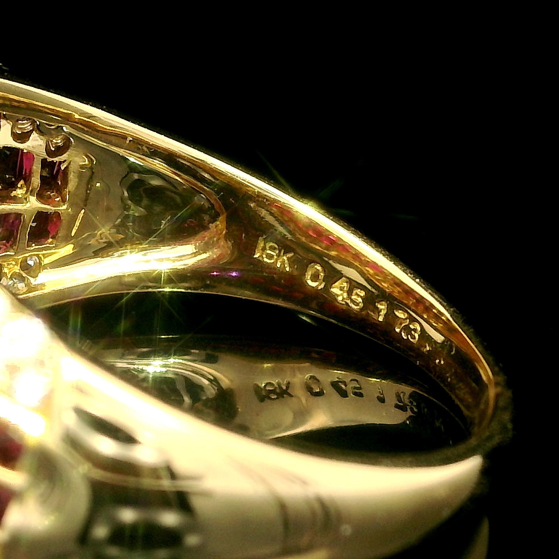 Women's 18k Yellow Gold High Quality 2.87ctw Ruby & Diamond Cocktail Wide Band Ring For Sale