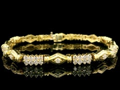 18k Yellow Gold High Quality 3.24ctw Diamond Geometric Line Bracelet