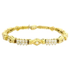 Bracelet ligne géométrique de haute qualité en or jaune 18 carats avec diamants de 3,24 carats