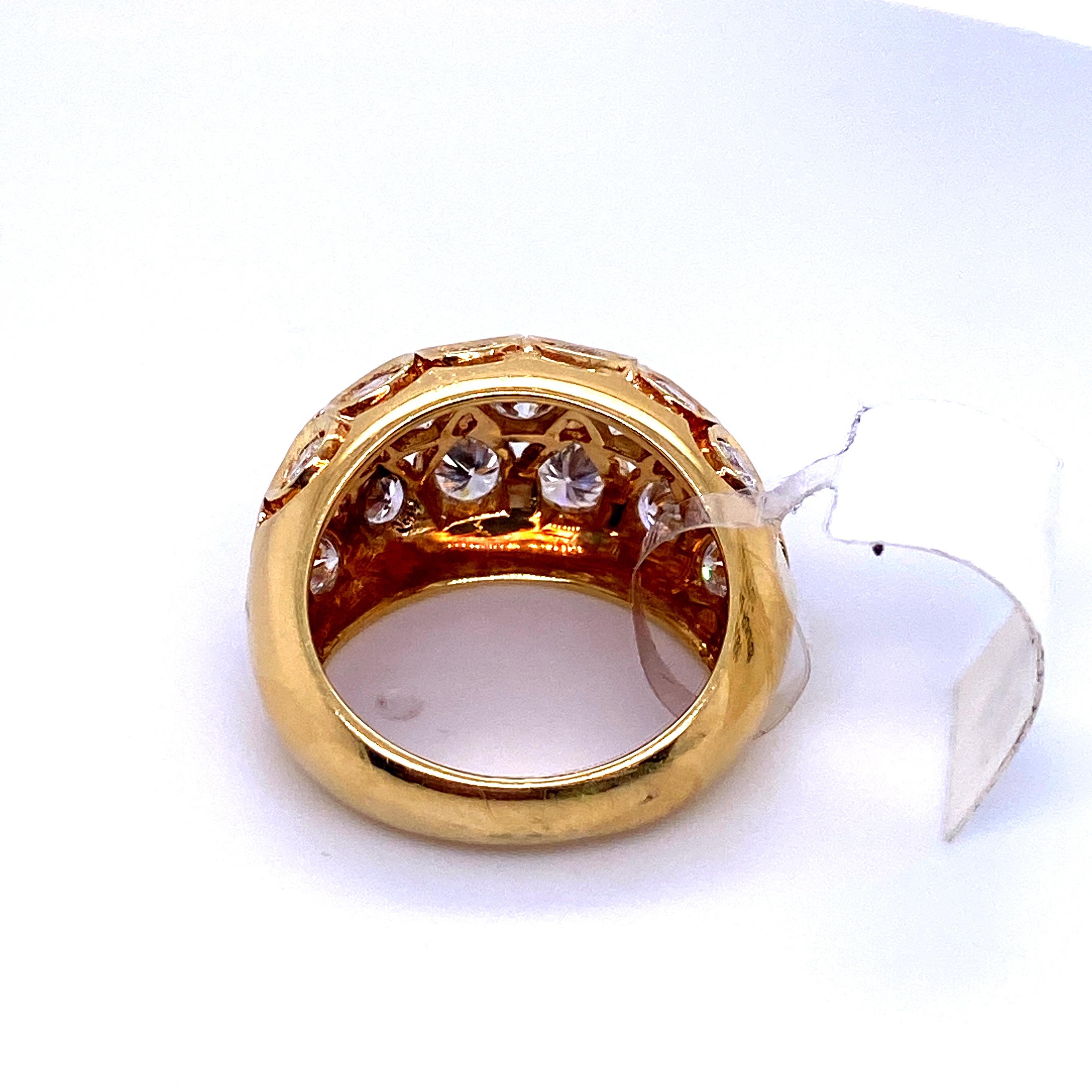 18 Karat Yellow Gold Honeycomb Dome Ring 2.77 Carat For Sale 4