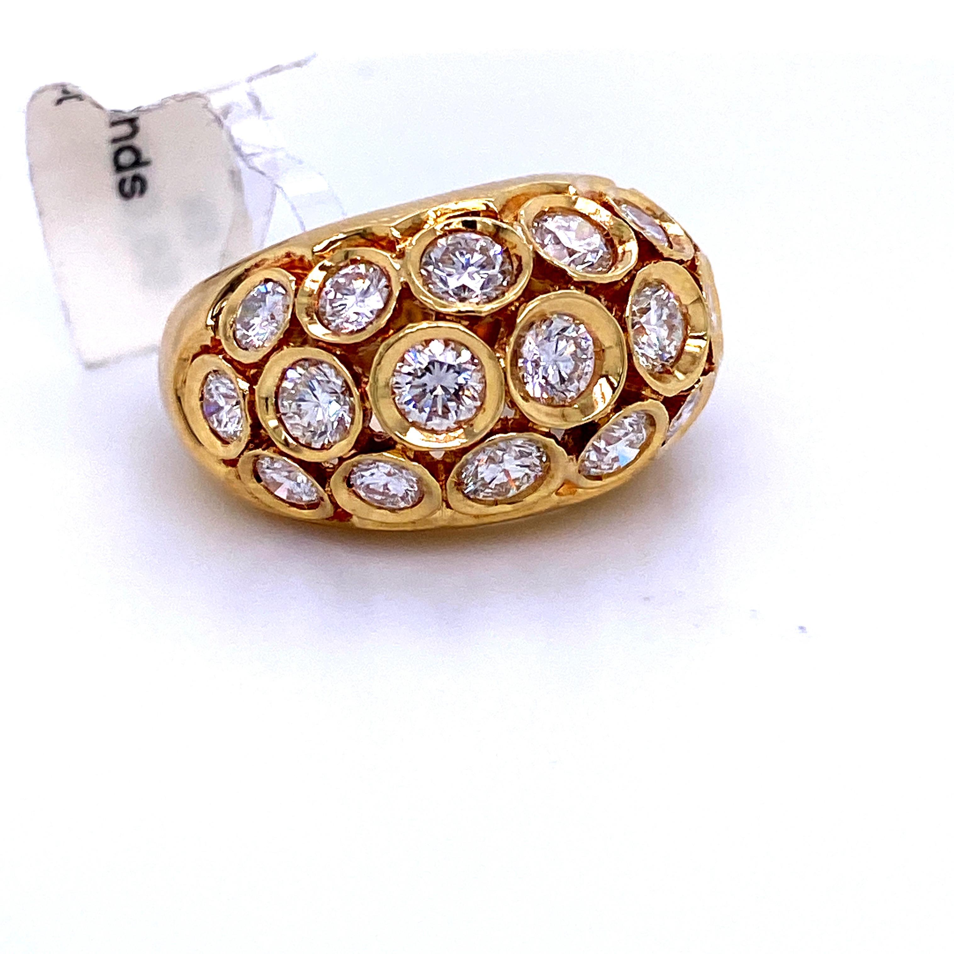 Contemporary 18 Karat Yellow Gold Honeycomb Dome Ring 2.77 Carat For Sale