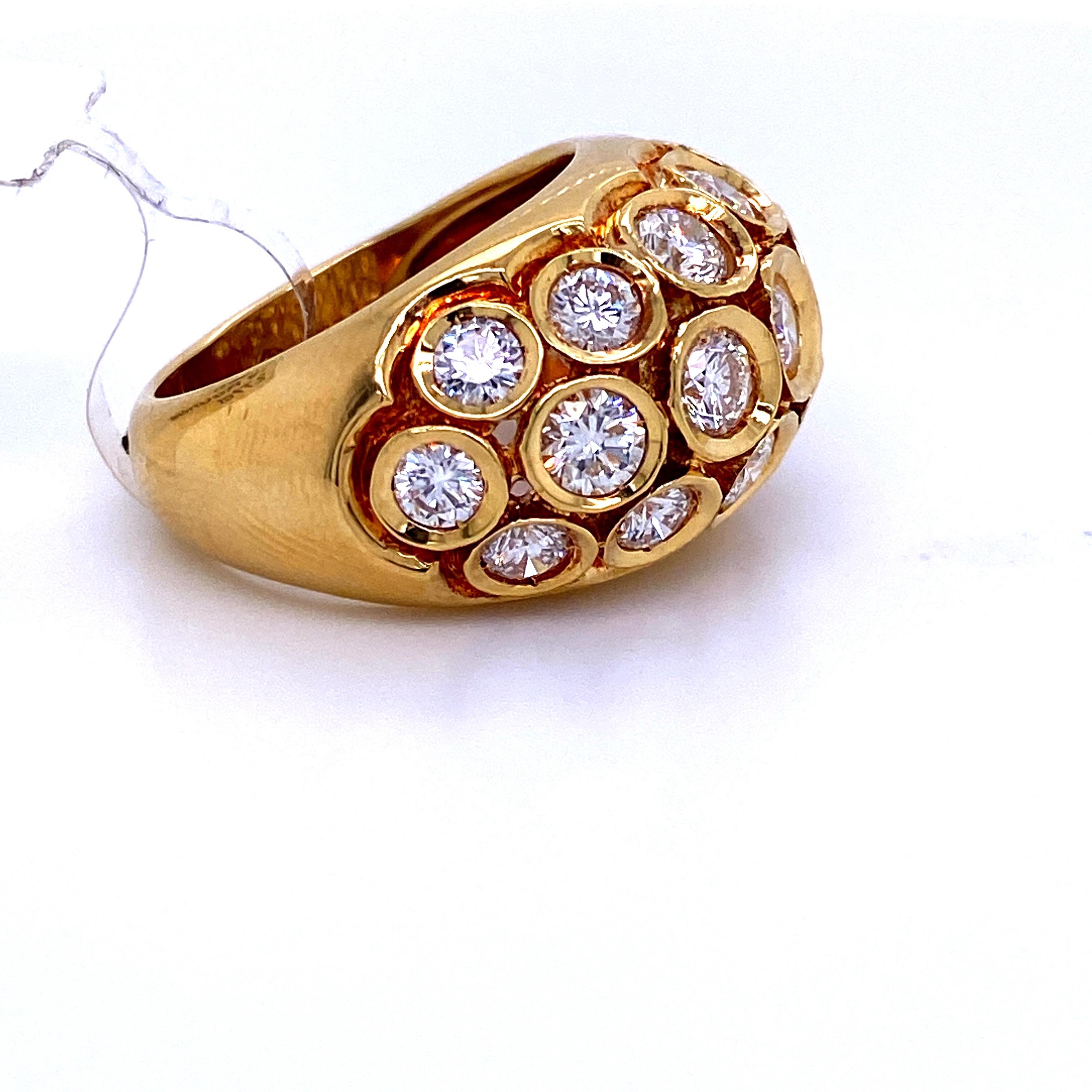 18 Karat Yellow Gold Honeycomb Dome Ring 2.77 Carat In Excellent Condition For Sale In New York, NY