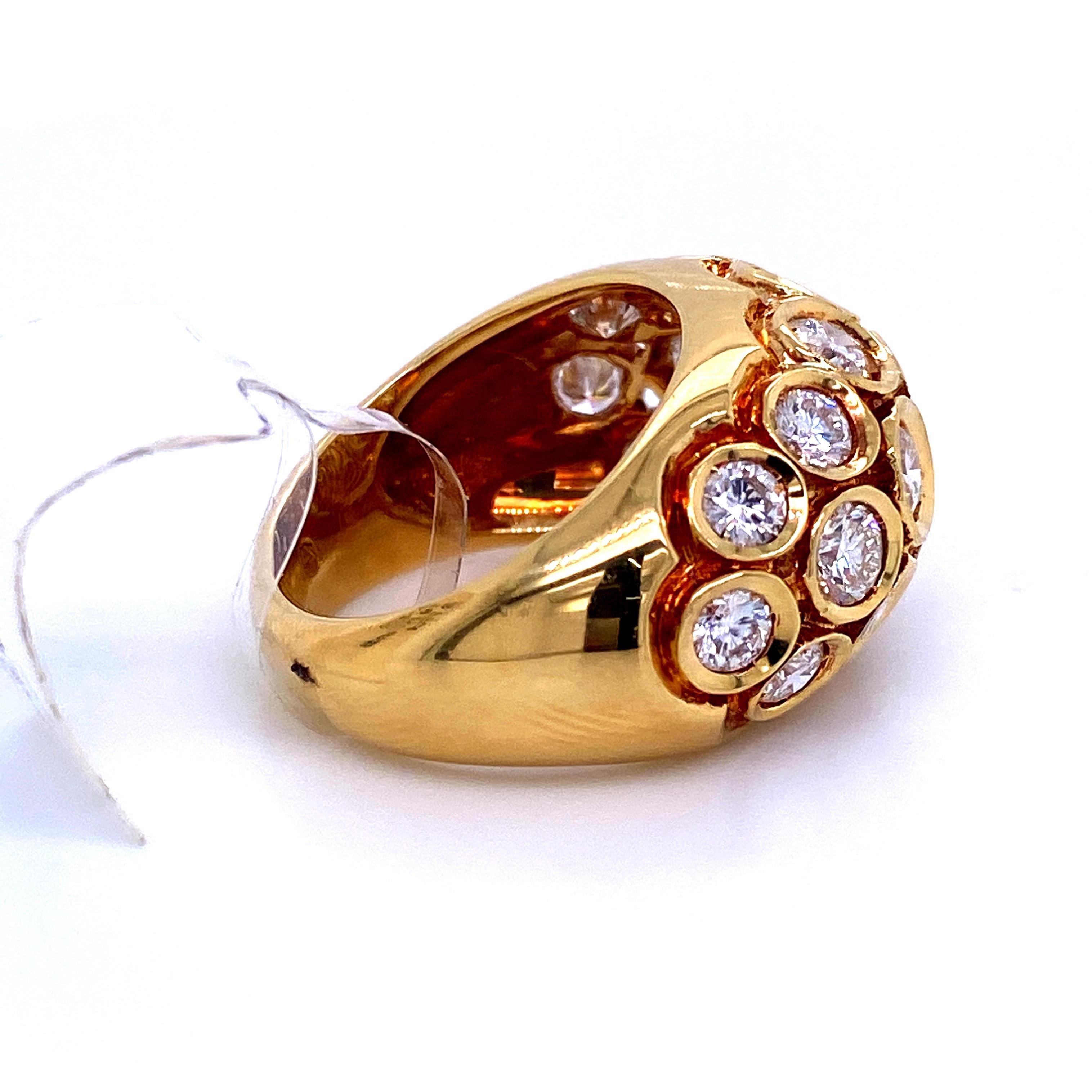 18 Karat Yellow Gold Honeycomb Dome Ring 2.77 Carat 2