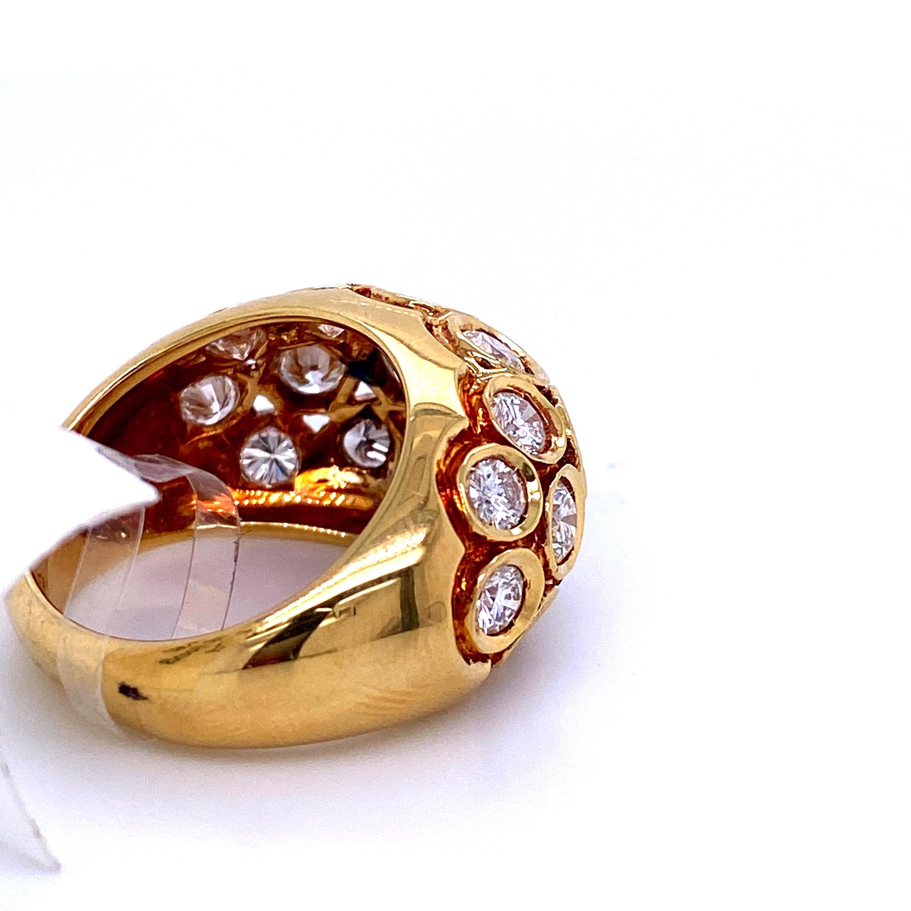 18 Karat Yellow Gold Honeycomb Dome Ring 2.77 Carat For Sale 3
